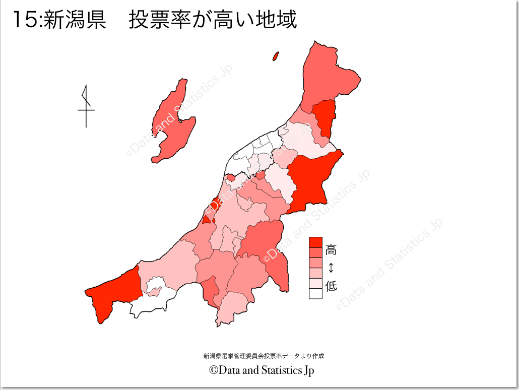 新潟県　市町村別　投票率