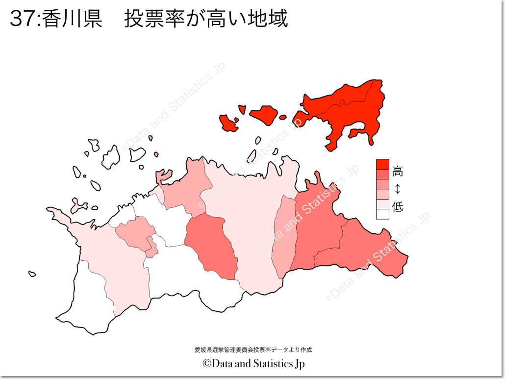 香川県　市町村別　投票率